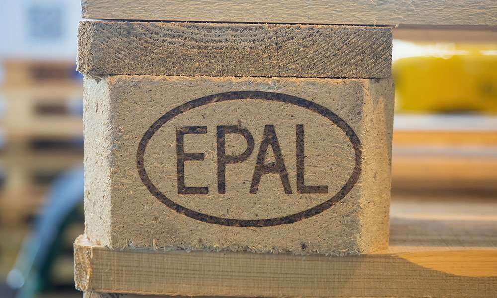 EPAL stamped pallet with custom stenciling for export compliance
