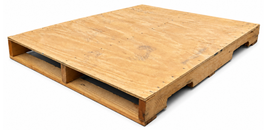 A picture of a plywood pallet